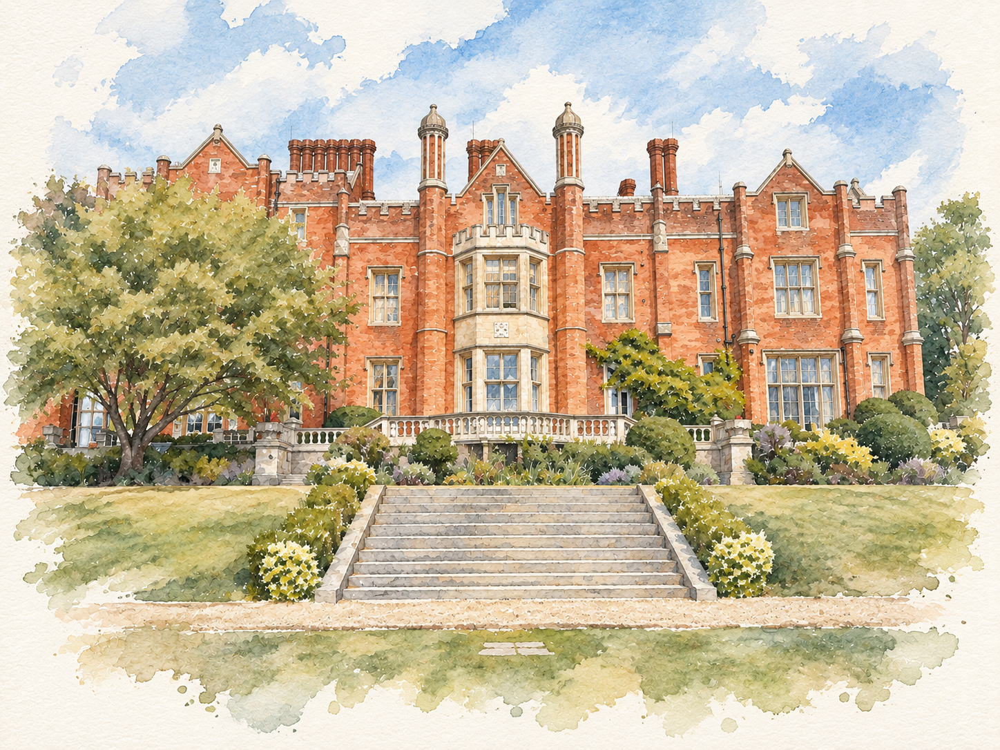 Watercolour illustration of De Vere Latimer Estate